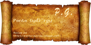 Pente György névjegykártya
